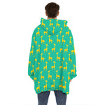 Cute Cartoon Giraffe Pattern Print Hoodie Blanket