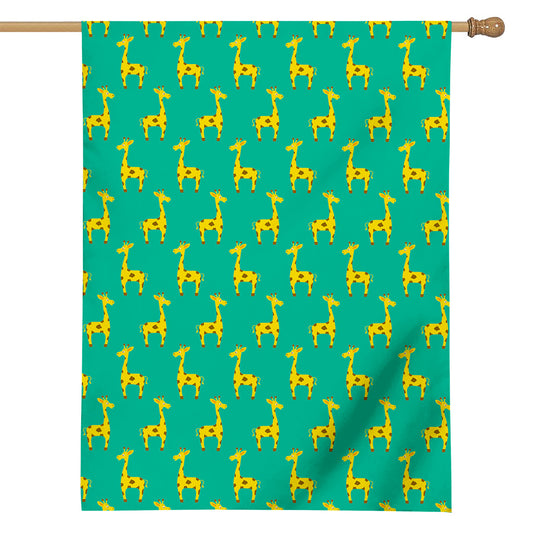 Cute Cartoon Giraffe Pattern Print House Flag