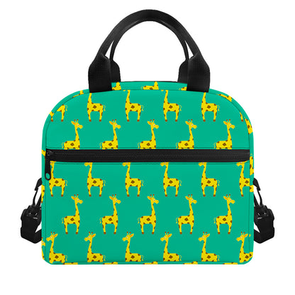 Cute Cartoon Giraffe Pattern Print Insulated Lunch Bag