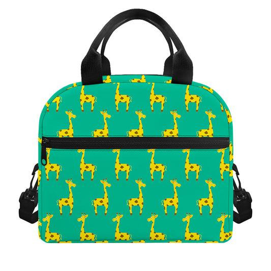 Cute Cartoon Giraffe Pattern Print Insulated Lunch Bag