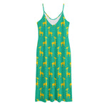 Cute Cartoon Giraffe Pattern Print Jersey Midi Cami Dress