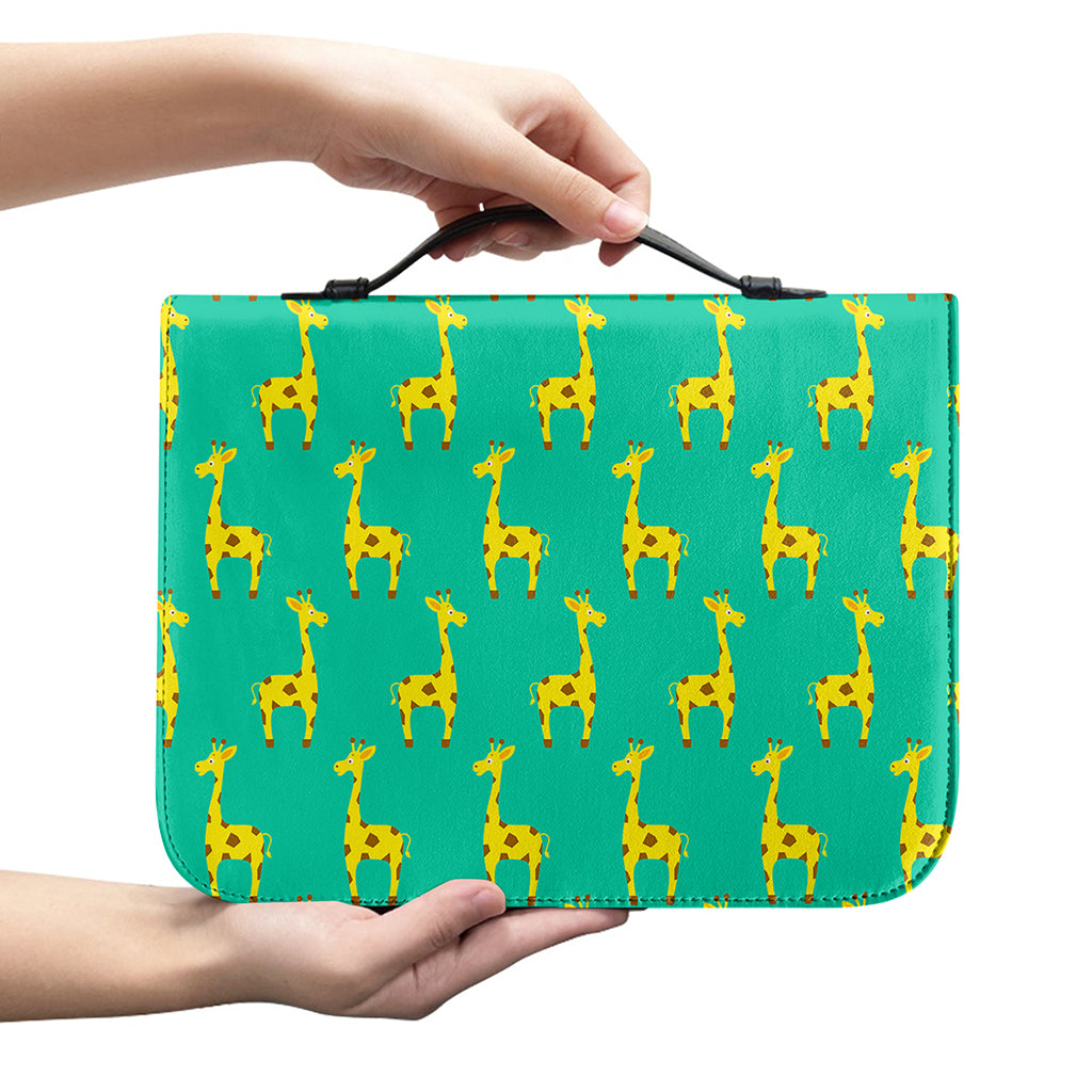 Cute Cartoon Giraffe Pattern Print Leather Bible Cover