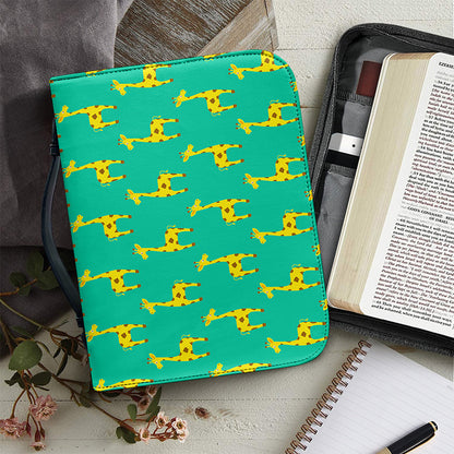 Cute Cartoon Giraffe Pattern Print Leather Bible Cover