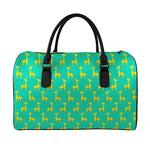 Cute Cartoon Giraffe Pattern Print Leather Duffle Bag