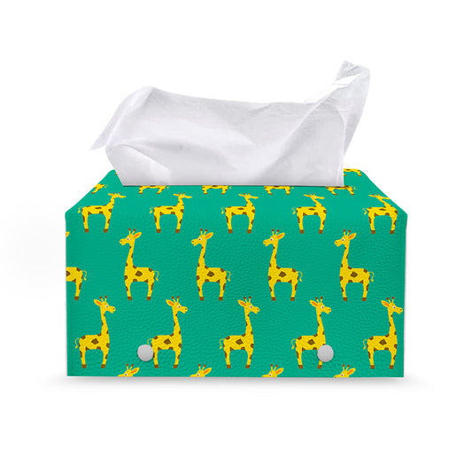 Cute Cartoon Giraffe Pattern Print Leather Tissue Box Cover