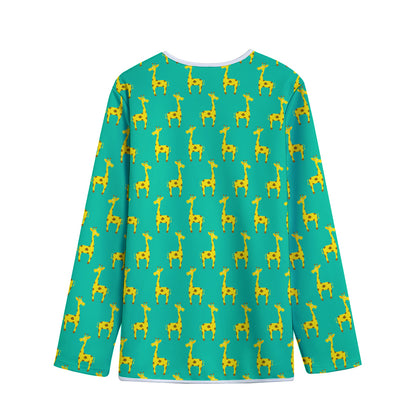 Cute Cartoon Giraffe Pattern Print Long Sleeve Short Coat
