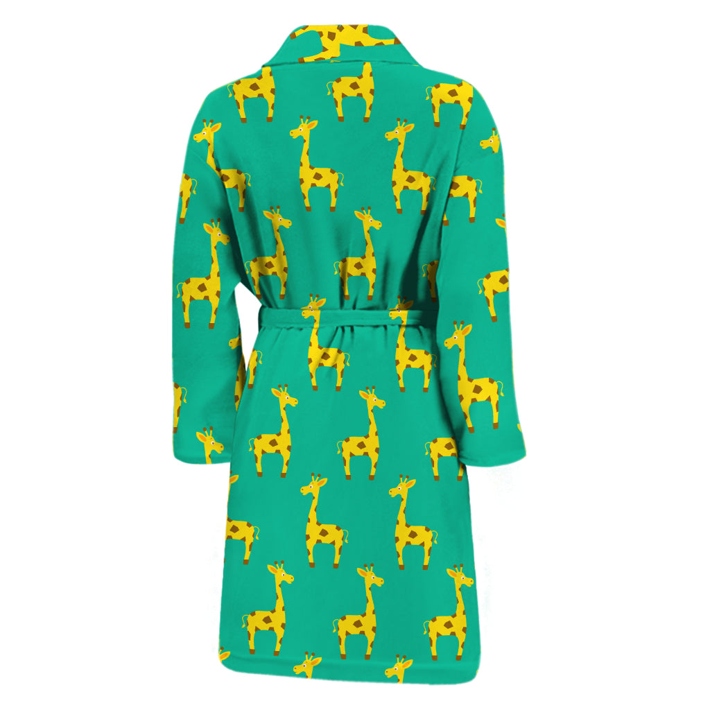 Cute Cartoon Giraffe Pattern Print Men's Bathrobe