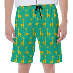 Cute Cartoon Giraffe Pattern Print Men's Beach Shorts