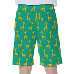 Cute Cartoon Giraffe Pattern Print Men's Beach Shorts