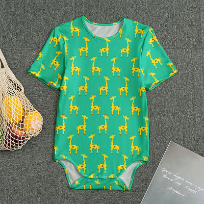 Cute Cartoon Giraffe Pattern Print Men's Bodysuit
