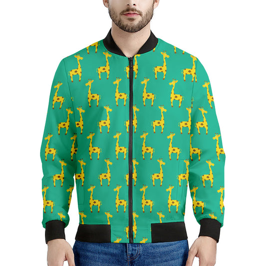 Cute Cartoon Giraffe Pattern Print Men's Bomber Jacket