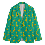 Cute Cartoon Giraffe Pattern Print Men's Cotton Blazer