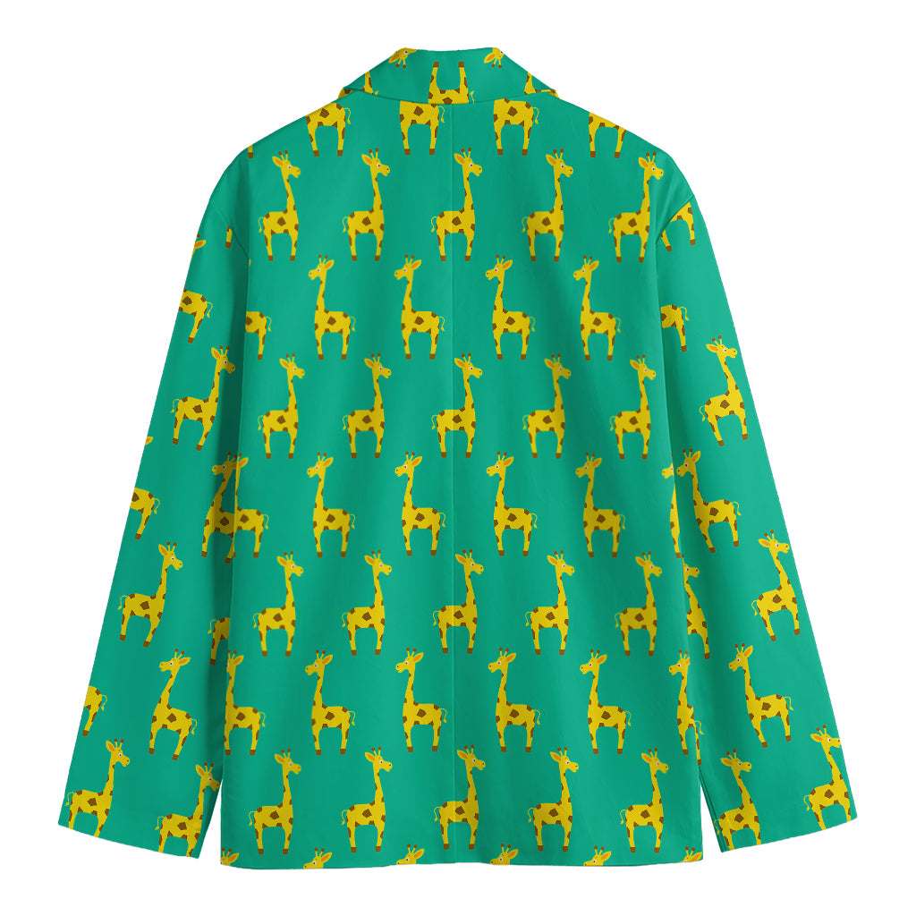 Cute Cartoon Giraffe Pattern Print Men's Cotton Blazer