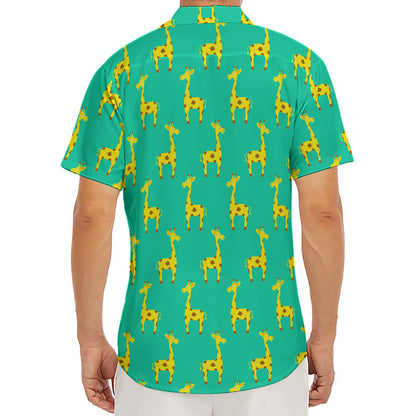 Cute Cartoon Giraffe Pattern Print Men's Deep V-Neck Shirt