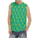 Cute Cartoon Giraffe Pattern Print Men's Fitness Tank Top