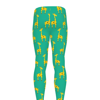 Cute Cartoon Giraffe Pattern Print Men's leggings