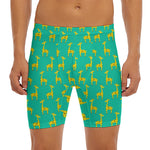 Cute Cartoon Giraffe Pattern Print Men's Long Boxer Briefs