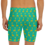 Cute Cartoon Giraffe Pattern Print Men's Long Boxer Briefs