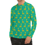 Cute Cartoon Giraffe Pattern Print Men's Long Sleeve Rash Guard