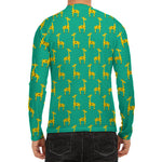 Cute Cartoon Giraffe Pattern Print Men's Long Sleeve Rash Guard