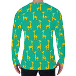 Cute Cartoon Giraffe Pattern Print Men's Long Sleeve T-Shirt