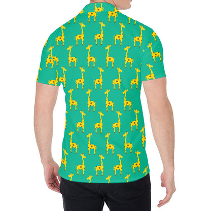 Cute Cartoon Giraffe Pattern Print Men's Shirt