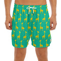 Cute Cartoon Giraffe Pattern Print Men's Split Running Shorts