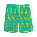 Cute Cartoon Giraffe Pattern Print Men's Sports Shorts