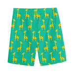 Cute Cartoon Giraffe Pattern Print Men's Sports Shorts