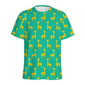 Cute Cartoon Giraffe Pattern Print Men's Athletic T-Shirt