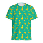 Cute Cartoon Giraffe Pattern Print Men's Sports T-Shirt