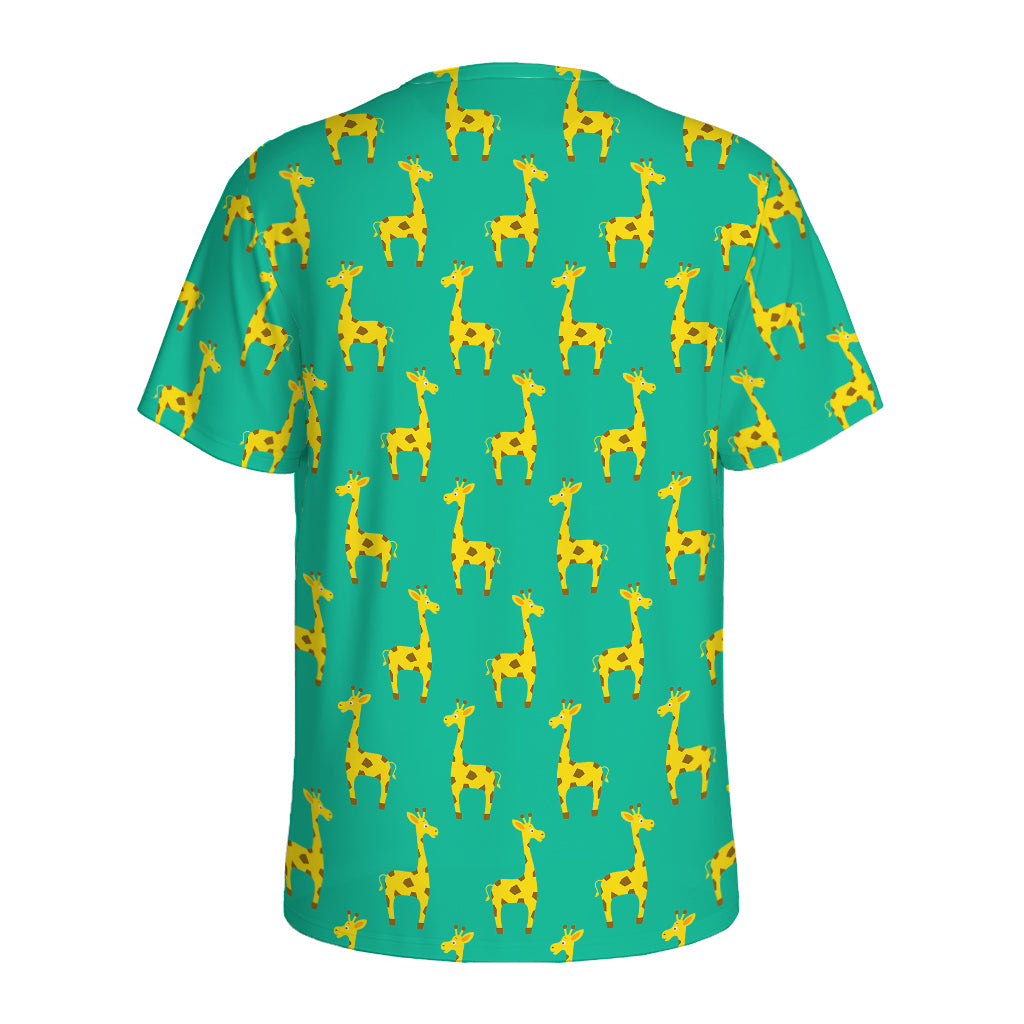 Cute Cartoon Giraffe Pattern Print Men's Sports T-Shirt