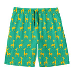 Cute Cartoon Giraffe Pattern Print Men's Swim Trunks