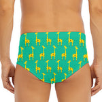 Cute Cartoon Giraffe Pattern Print Men's Triangle Swim Briefs