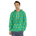 Cute Cartoon Giraffe Pattern Print Men's Velvet Pullover Hoodie