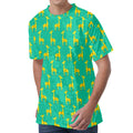 Cute Cartoon Giraffe Pattern Print Men's Velvet T-Shirt