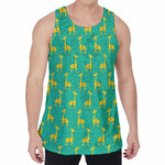 Cute Cartoon Giraffe Pattern Print Men's Velvet Tank Top