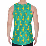 Cute Cartoon Giraffe Pattern Print Men's Velvet Tank Top