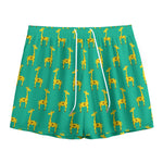 Cute Cartoon Giraffe Pattern Print Mesh Shorts
