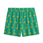 Cute Cartoon Giraffe Pattern Print Mesh Shorts