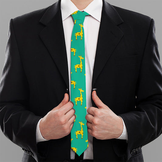 Cute Cartoon Giraffe Pattern Print Necktie