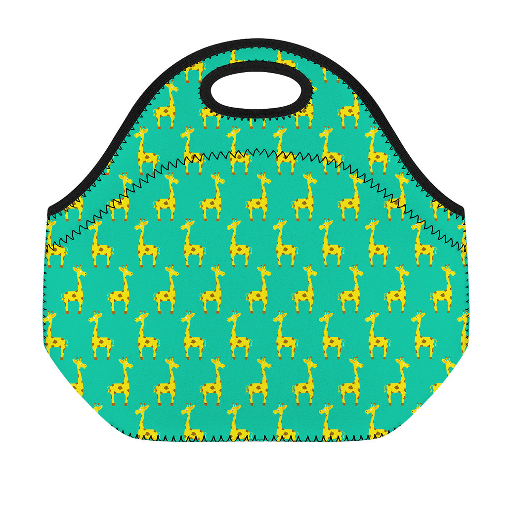 Cute Cartoon Giraffe Pattern Print Neoprene Lunch Bag