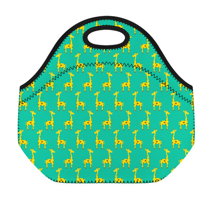 Cute Cartoon Giraffe Pattern Print Neoprene Lunch Bag