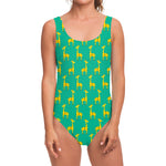Cute Cartoon Giraffe Pattern Print One Piece Swimsuit