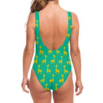 Cute Cartoon Giraffe Pattern Print One Piece Swimsuit