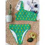 Cute Cartoon Giraffe Pattern Print One Shoulder Bikini Top