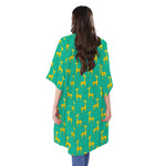 Cute Cartoon Giraffe Pattern Print Open Front Beach Cover Up
