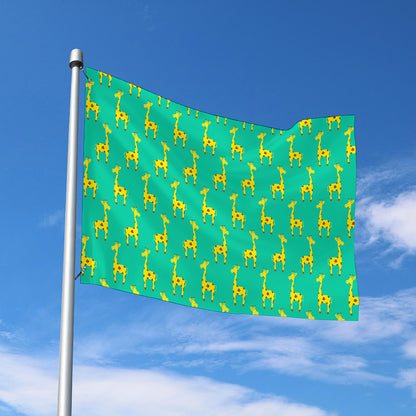 Cute Cartoon Giraffe Pattern Print Polyester Flag