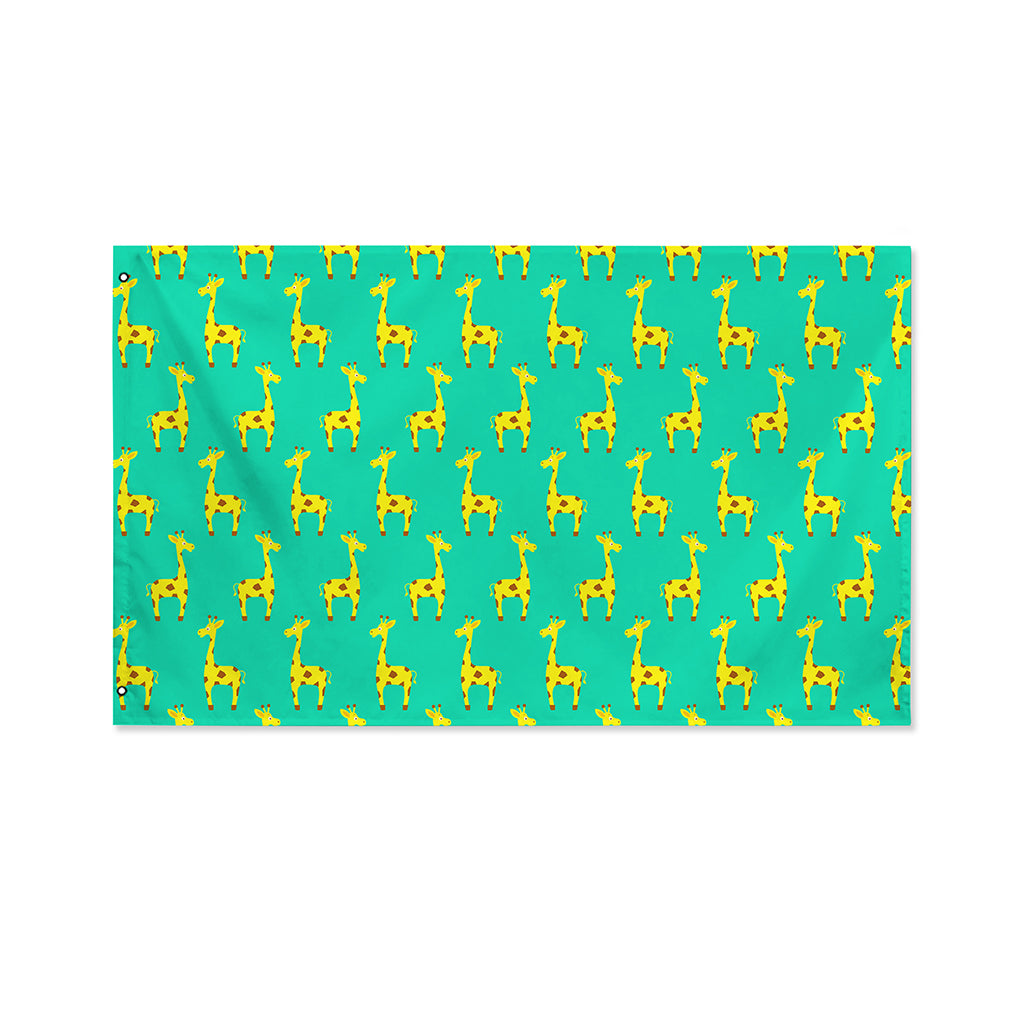 Cute Cartoon Giraffe Pattern Print Polyester Flag