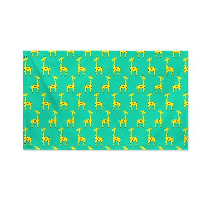 Cute Cartoon Giraffe Pattern Print Polyester Flag